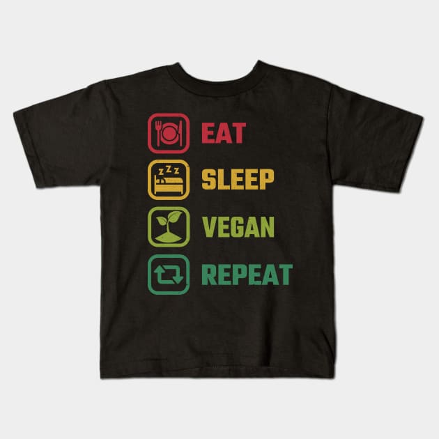 Eat Sleep Vegan Kids T-Shirt by MZeeDesigns